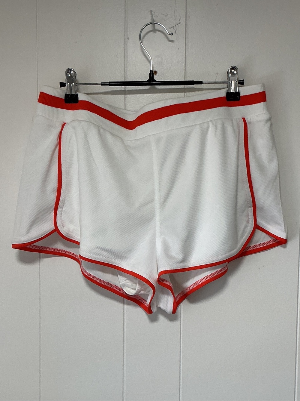 White Athletic Shorts with Red Piping